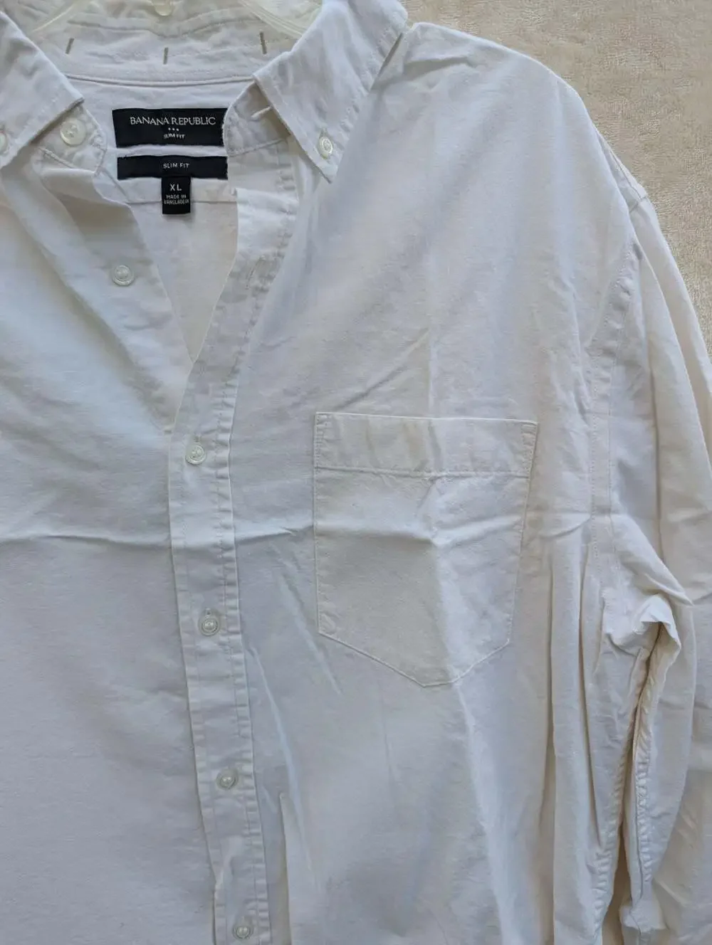 Banana Republic Mens XL White Slim Fit Long Sleeve Button Down Shirt